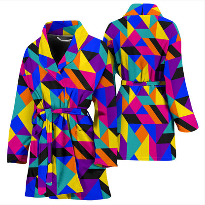 90s Colorful Pattern Print Design 1 Women Bathrobe