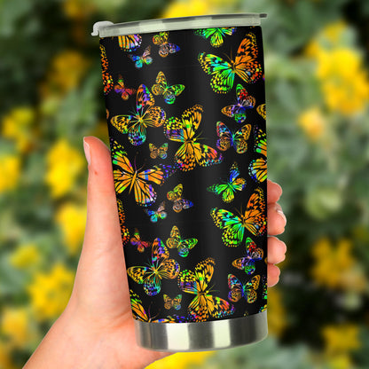 Butterfly Neon Color Print Pattern Tumbler