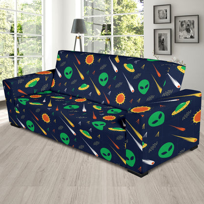 Alien UFO Pattern Print Design 05 Sofa Slipcover