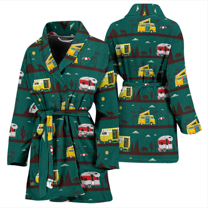 Camper Pattern Print Design 05 Women Bathrobe