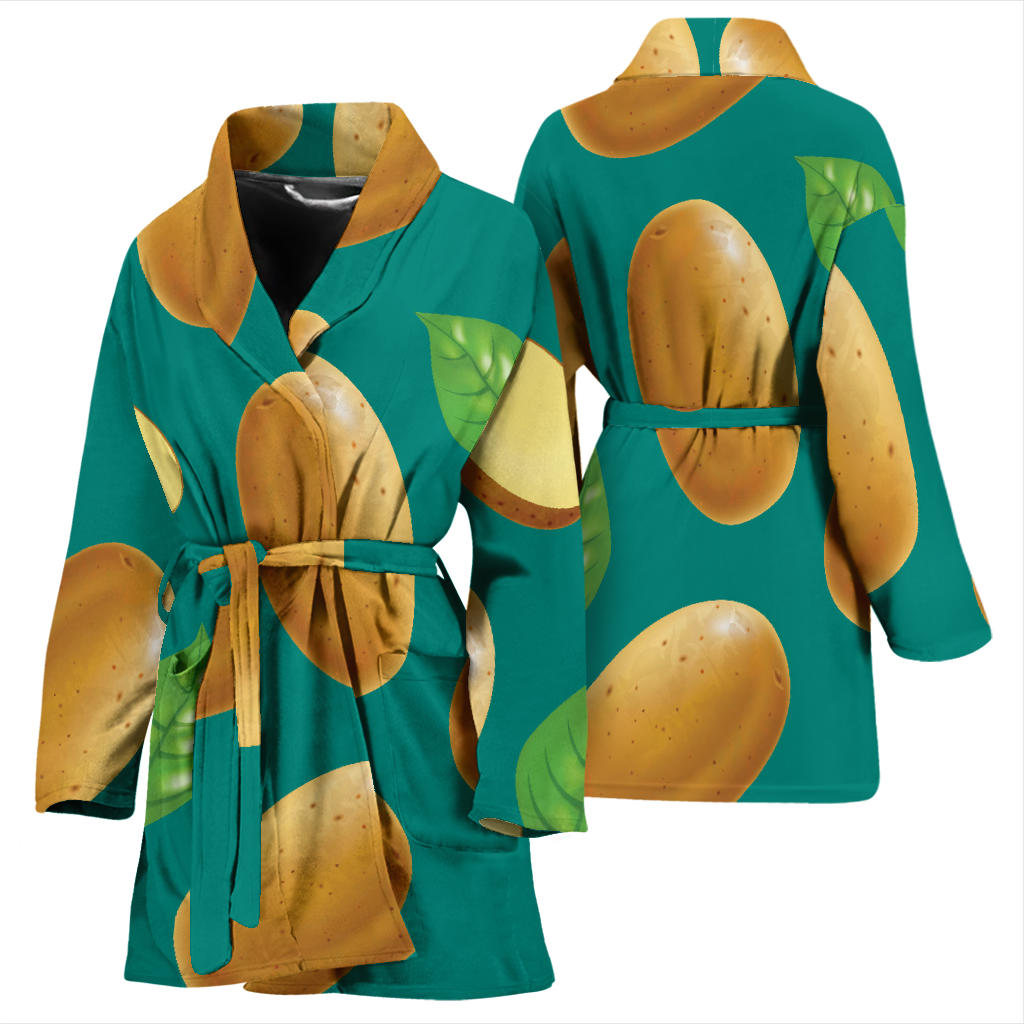 Potato Pattern Print Design A04 Women Bathrobe