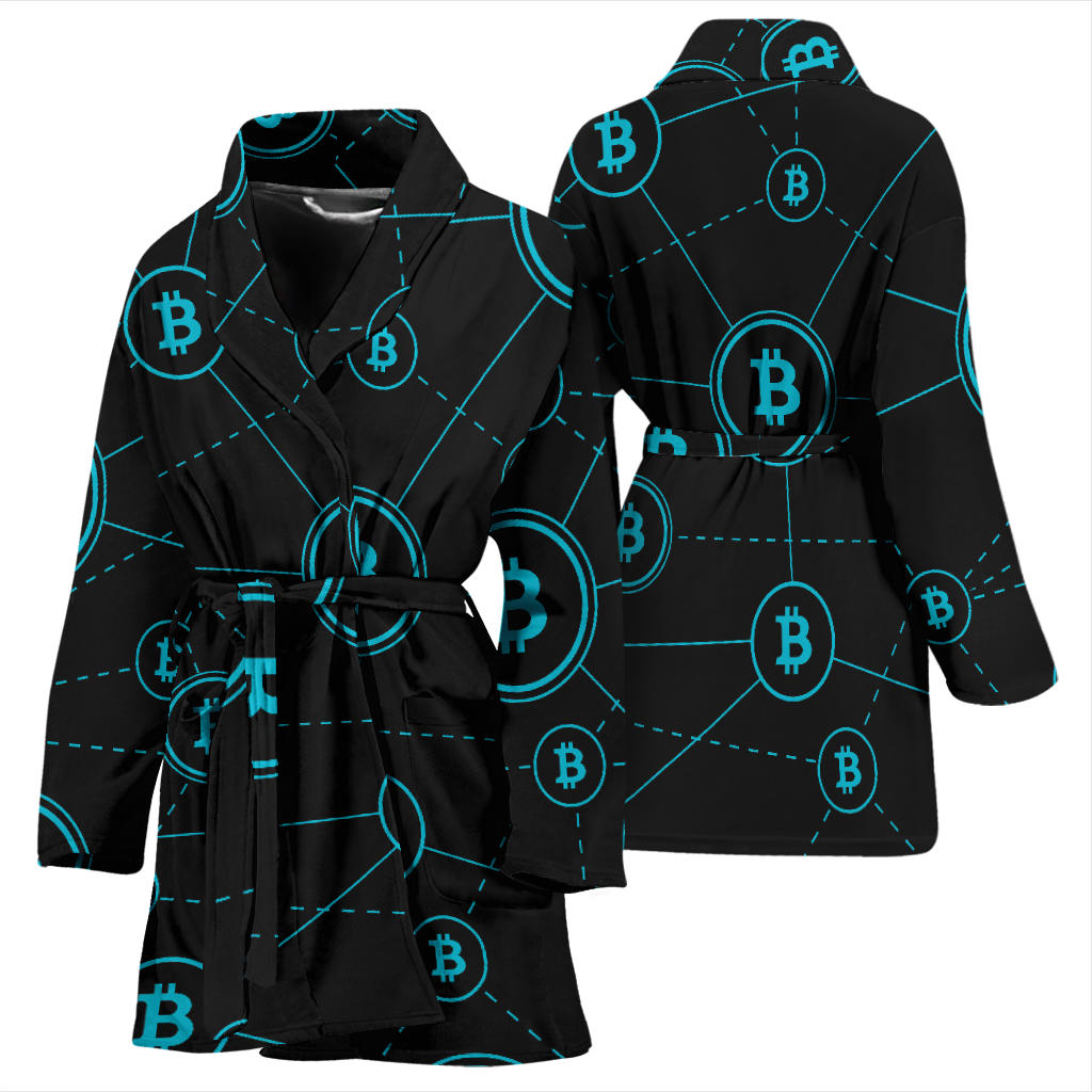Cryptocurrency Pattern Print Design 01 Women Bathrobe