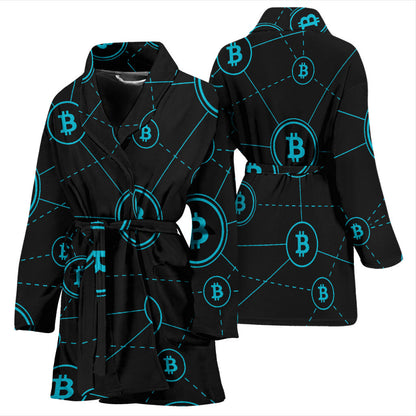 Cryptocurrency Pattern Print Design 01 Women Bathrobe