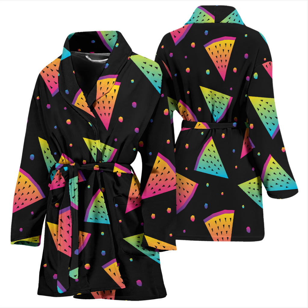 Rainbow Watermelon Pattern Print Design A04 Women Bathrobe