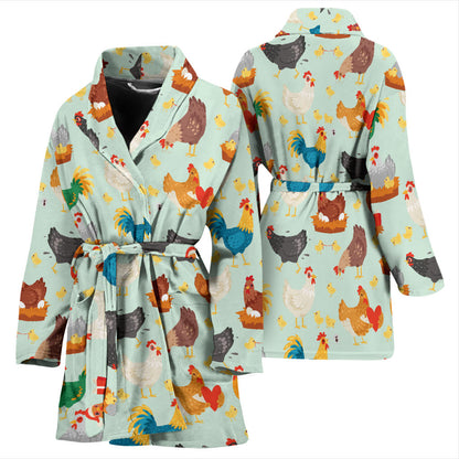 Chicken Pattern Print Design 07 Women Bathrobe