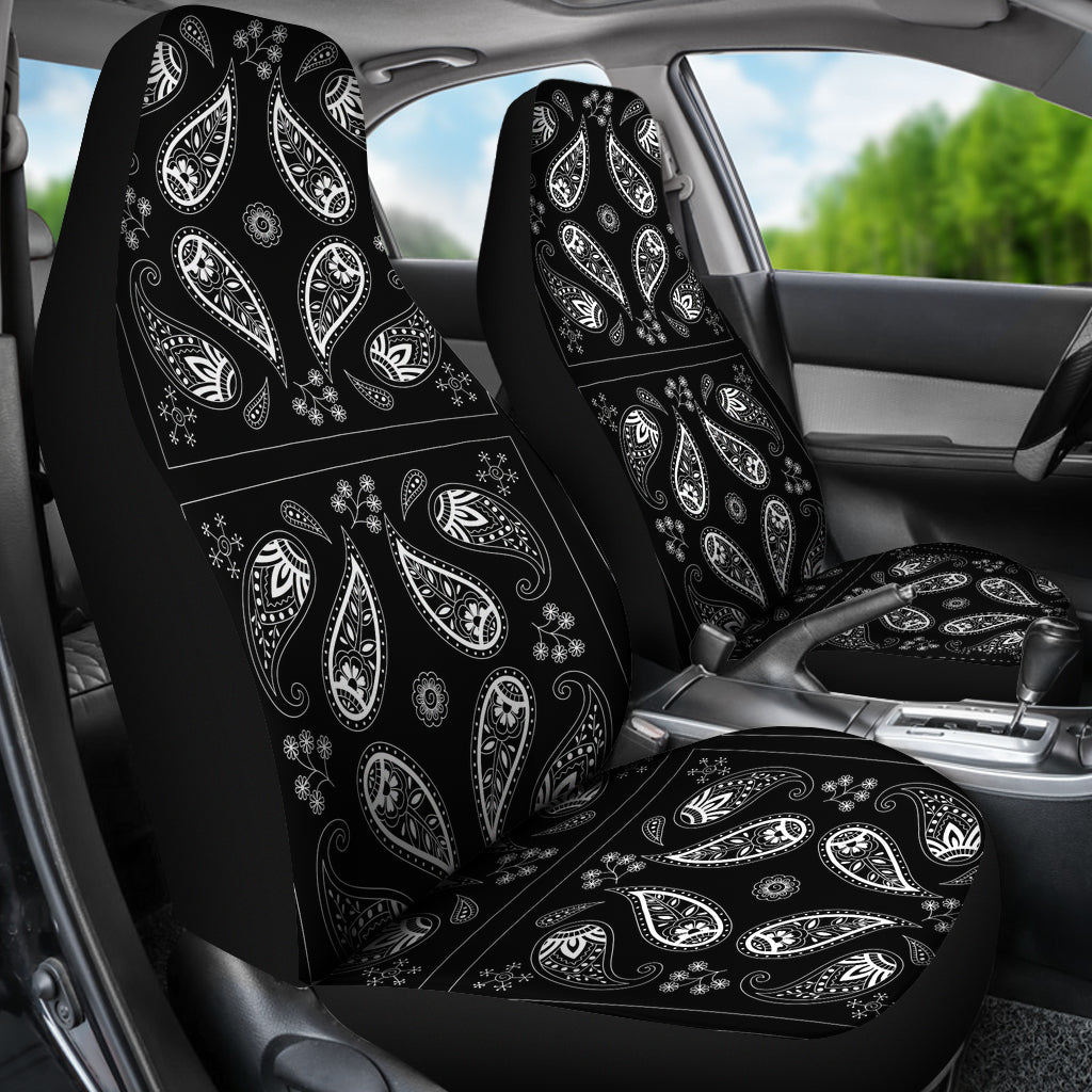 Bandana Paisley Black Print Design LKS308 Car Seat Covers