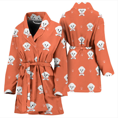 Bichons Frise Pattern Print Design 02 Women Bathrobe