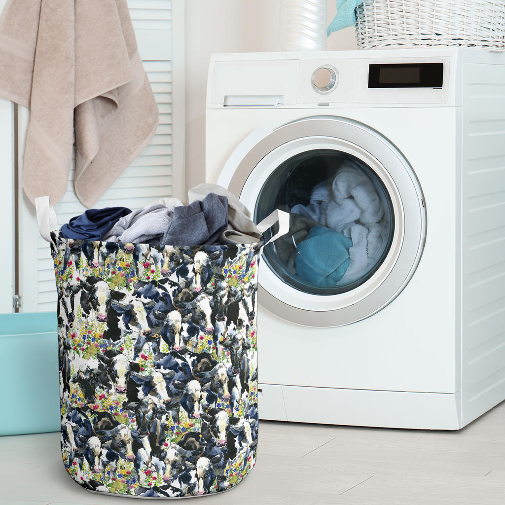 Cow Watercolor Print Pattern Laundry Basket
