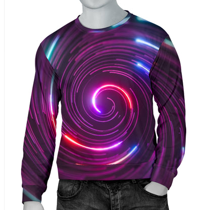 Vortex Twist Swirl Purple Neon Print Men Long Sleeve Sweatshirt
