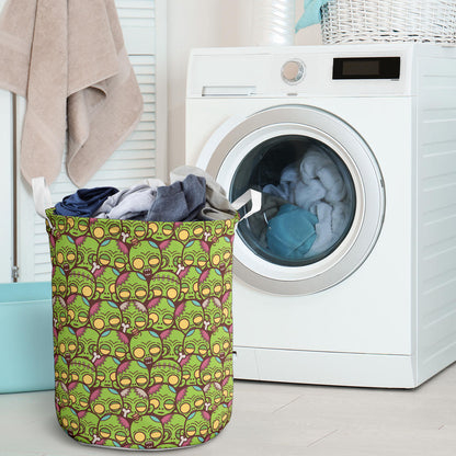 Zombie Head Design Pattern Print Laundry Basket