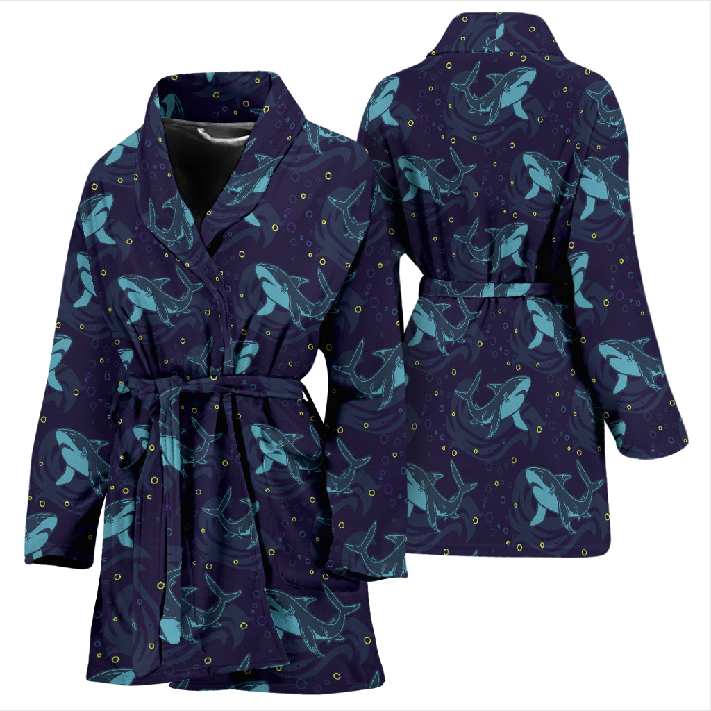 Shark Print Design LKS306 Women Bathrobe