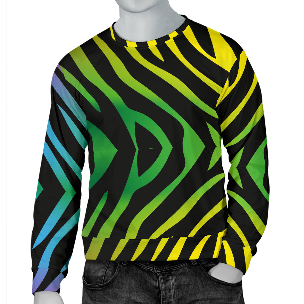 Rainbow Zebra Themed Print Men Long Sleeve Sweatshirt