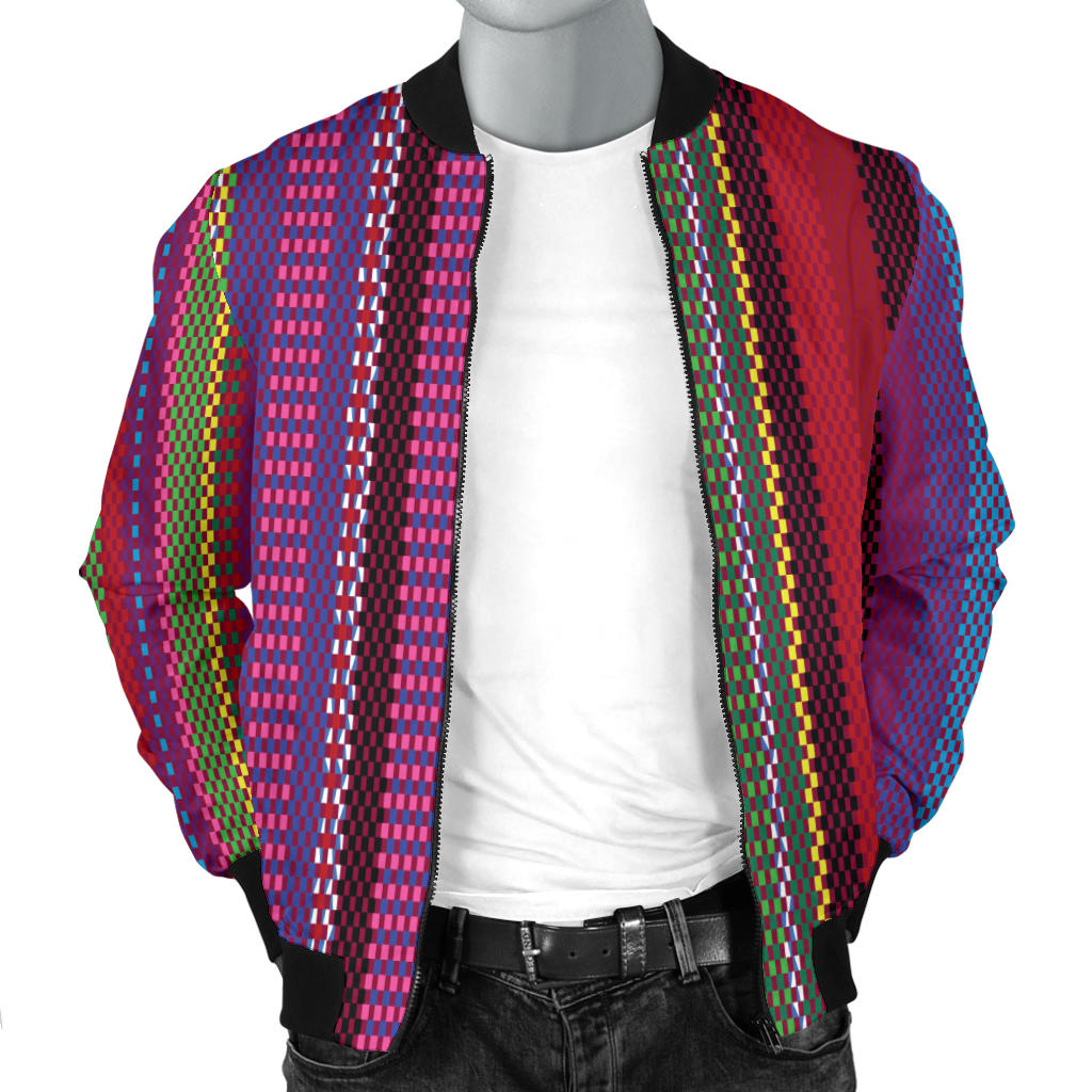 Serape Stripe Print Men Bomber Jacket