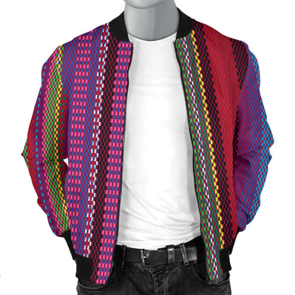Serape Stripe Print Men Bomber Jacket