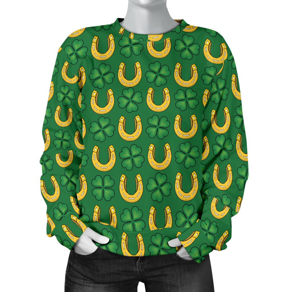 Shamrock Horseshoes Print Pattern Women Long Sleeve Sweatshirt