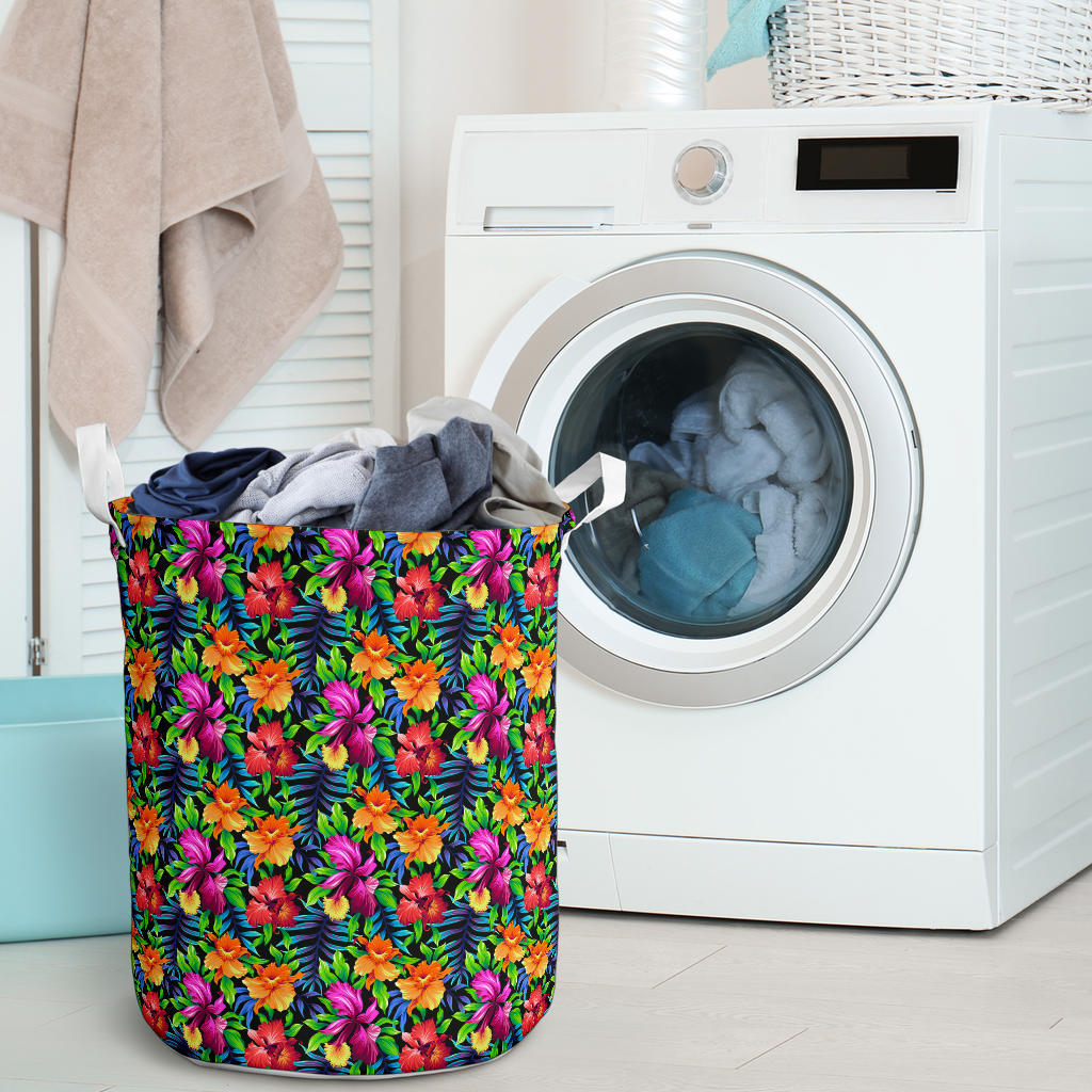 Tropical Folower Colorful Print Laundry Basket