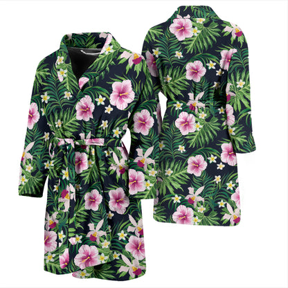 Hibiscus Tropical Print Design LKS309 Men Bathrobe