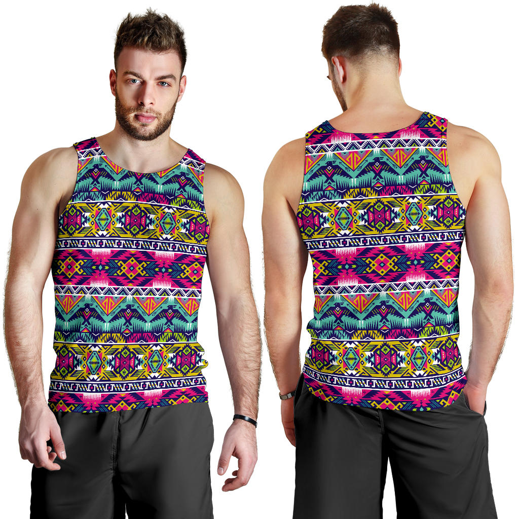 Indian Navajo Color Themed Design Print Men Tank Top