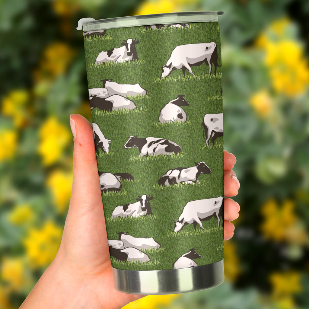 Cow on Grass Print Pattern Tumbler