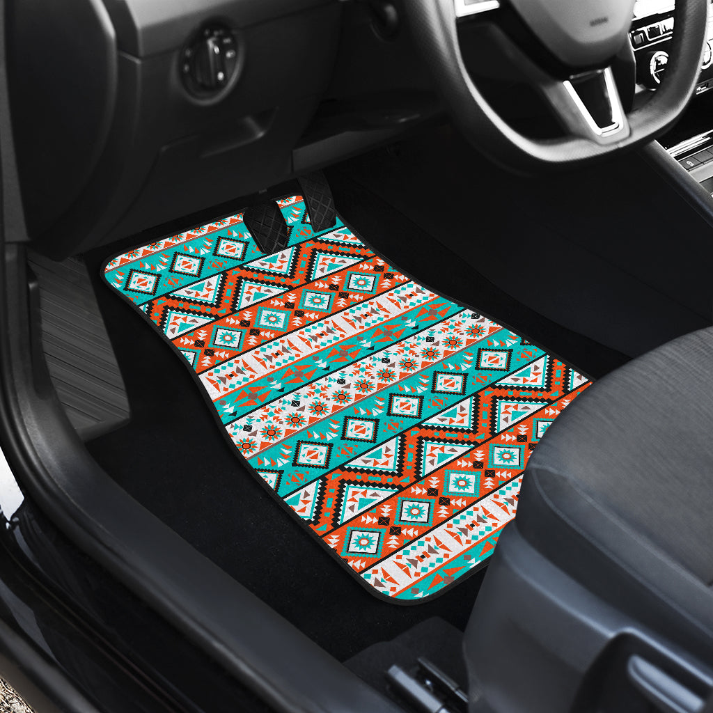 Navajo Style Print Pattern Car Floor Mats Front Back