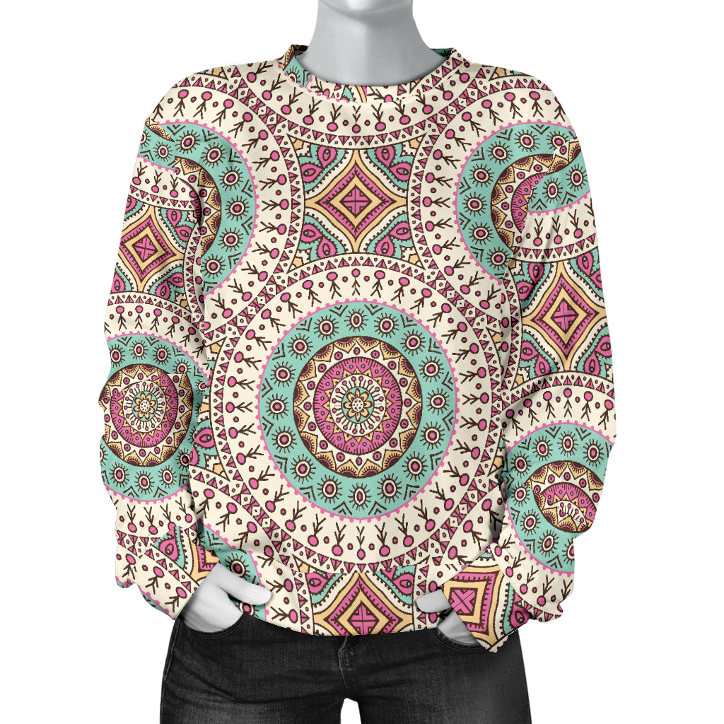 Bohemian Round Style Print Women Long Sleeve Sweatshirt