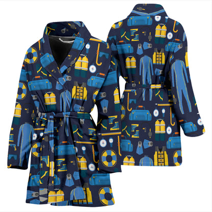Scuba Equipment Print Design LKS305 Women Bathrobe