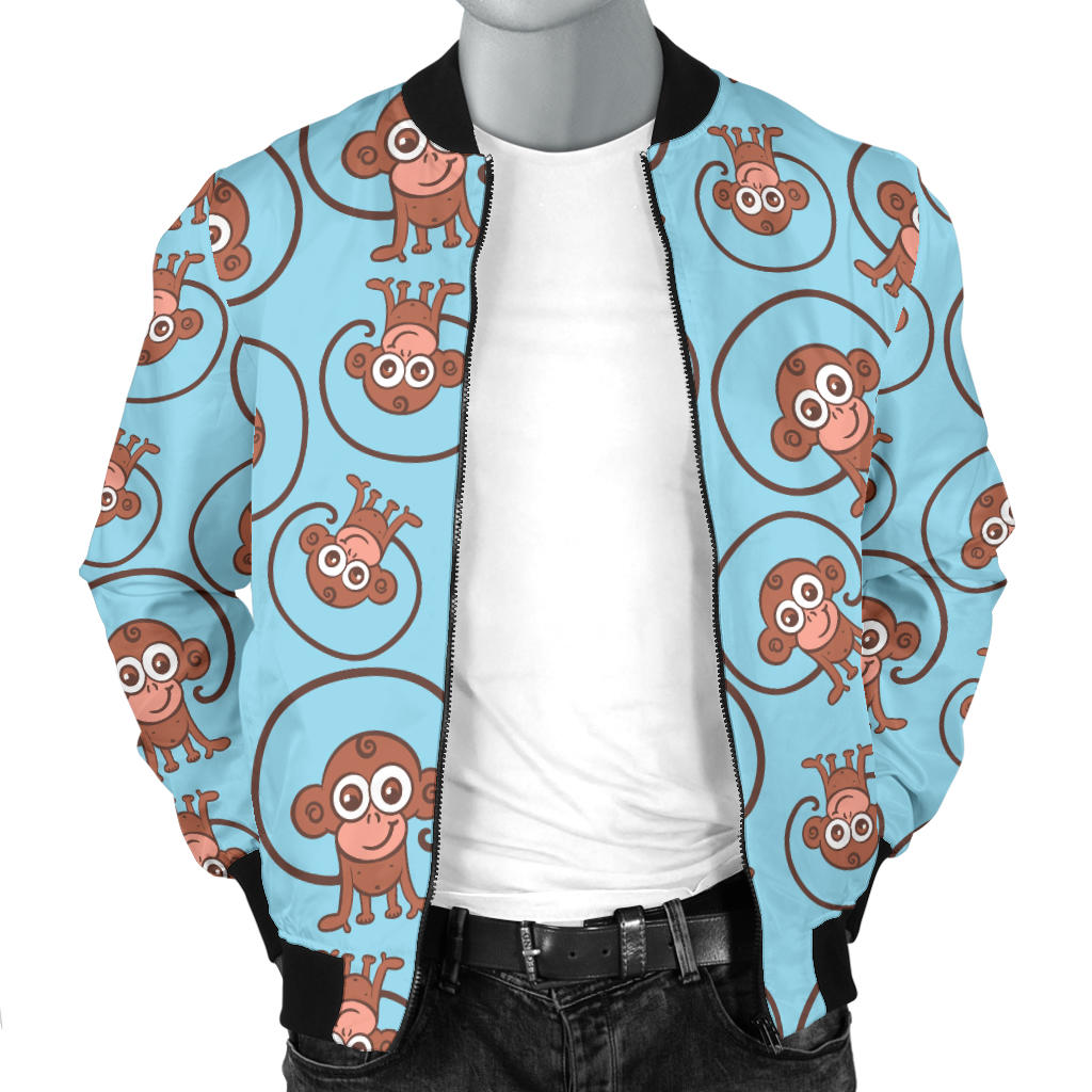 Monkey Cute Design Themed Print Men Bomber Jacket