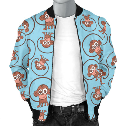 Monkey Cute Design Themed Print Men Bomber Jacket