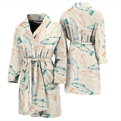 Salmon Fish Print Design LKS305 Men Bathrobe