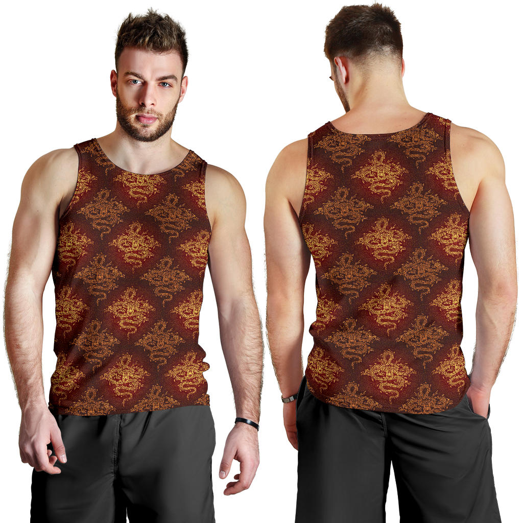 Chinese Dragons Gold Design Men Tank Top