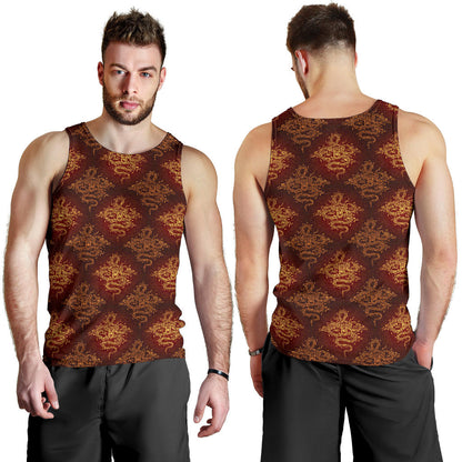 Chinese Dragons Gold Design Men Tank Top