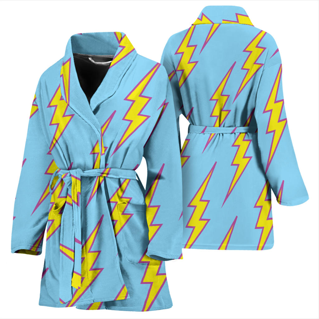 Lightning Thunder Pattern Print Design 02 Women Bathrobe