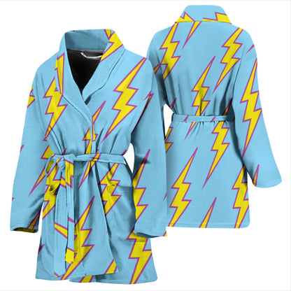 Lightning Thunder Pattern Print Design 02 Women Bathrobe
