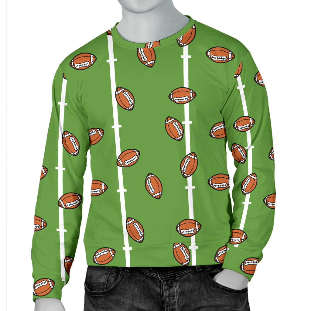 American Football on Field Themed Print Men Long Sleeve Sweatshirt