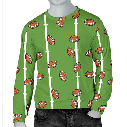 American Football on Field Themed Print Men Long Sleeve Sweatshirt
