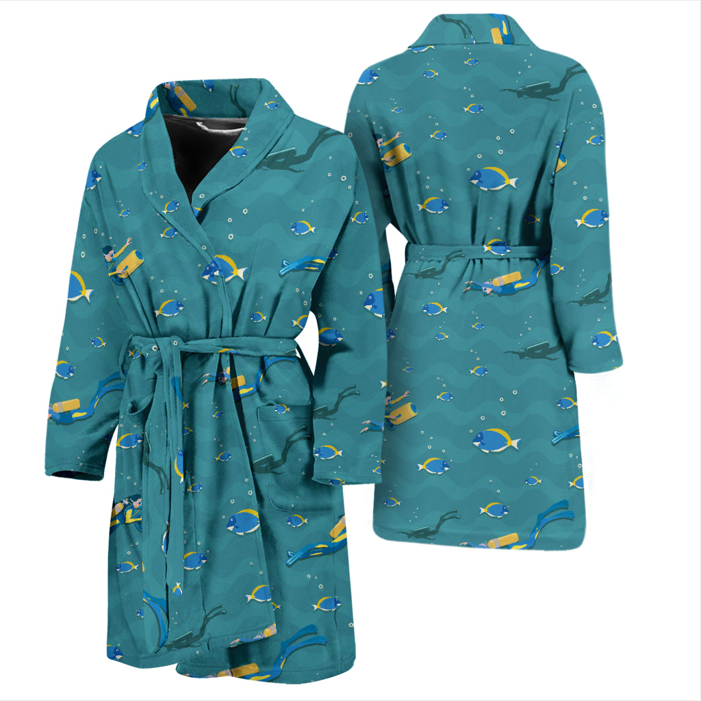 Scuba Driving Pattern Print Design LKS306 Men Bathrobe