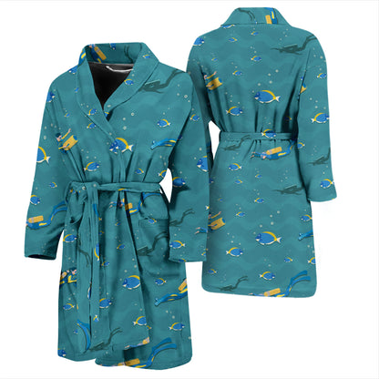 Scuba Driving Pattern Print Design LKS306 Men Bathrobe