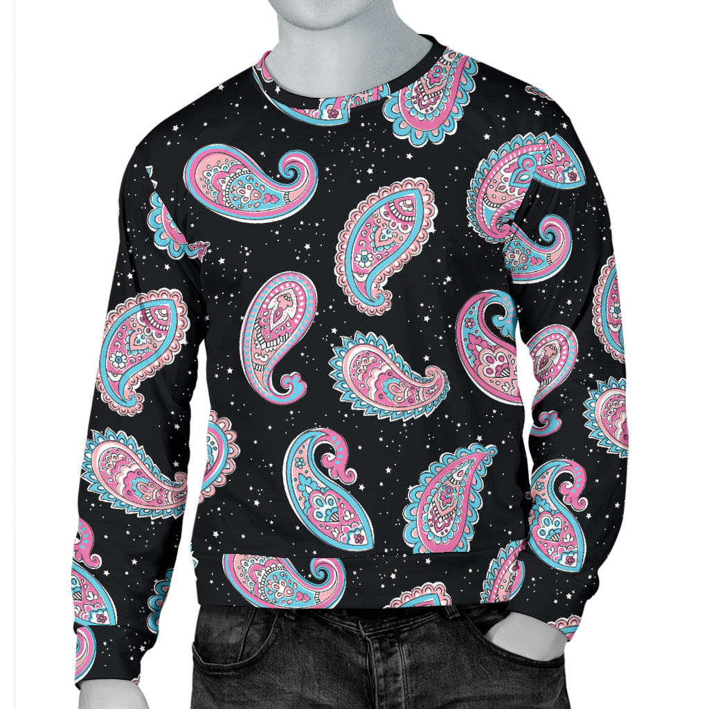 Paisley Pink Design Mandala Print Men Long Sleeve Sweatshirt
