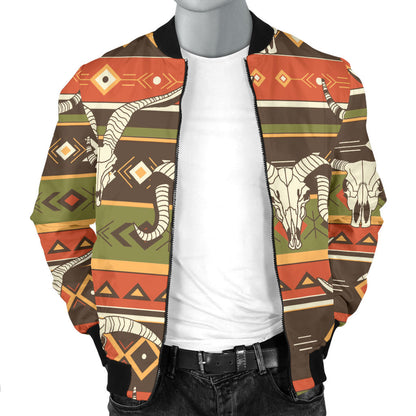 American indian Skull Animal Men Bomber Jacket