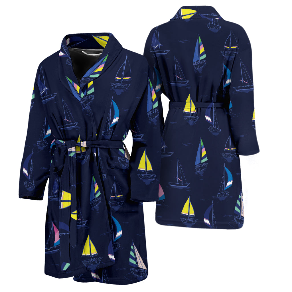 Sailboat Print Design LKS305 Men Bathrobe