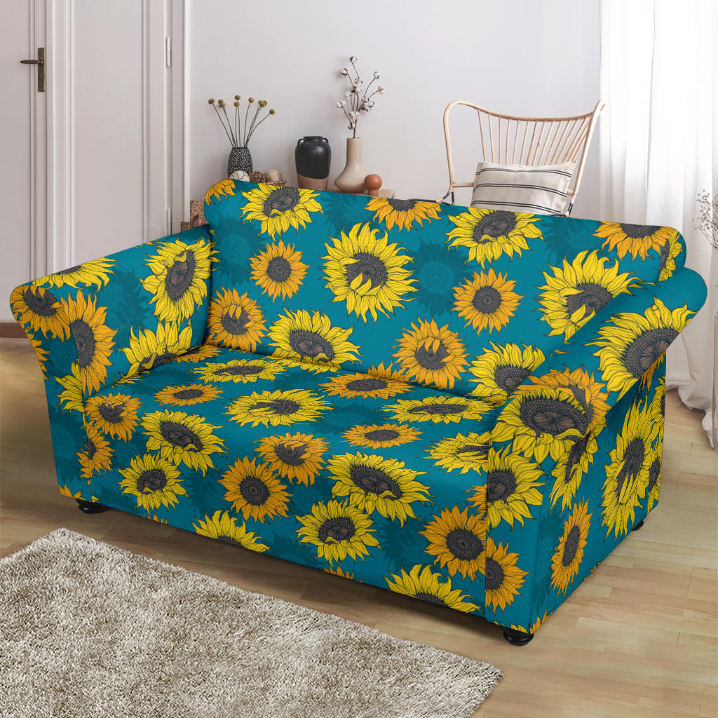 Sunflower Print Design LKS301 Loveseat Couch Slipcover