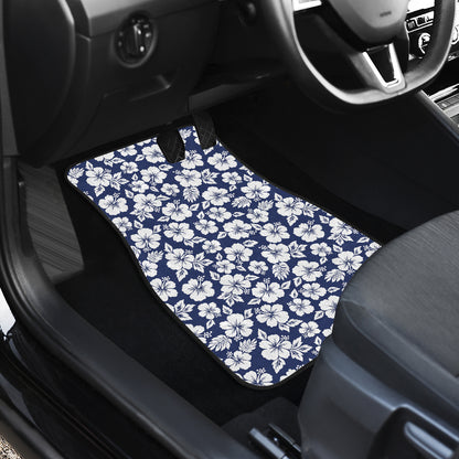 Hibiscus Blue Hawaiian Flower Style Car Floor Mats Front Back