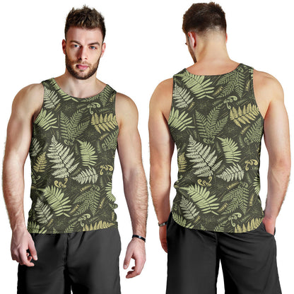 Fern Leave Green Print Pattern Men Tank Top