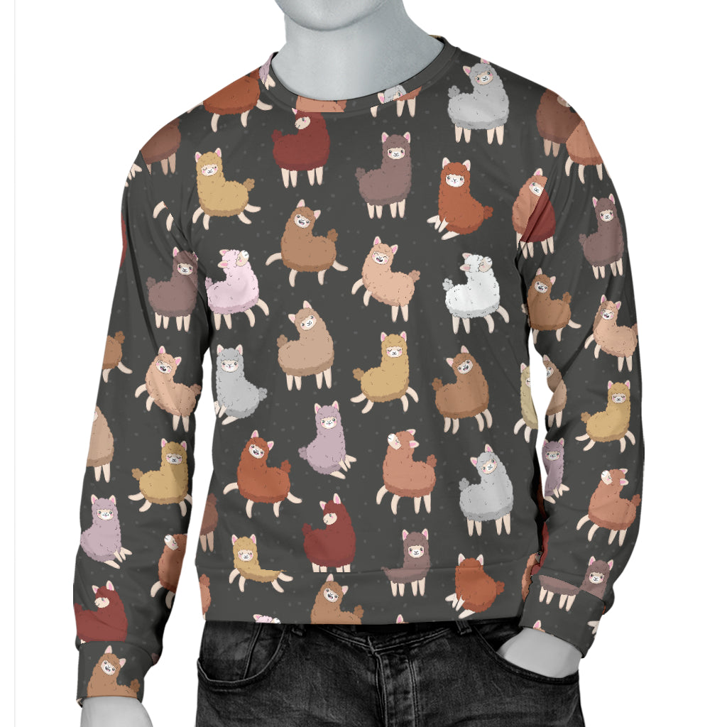 Alpaca Cute Design Themed Print Men Long Sleeve Sweatshirt