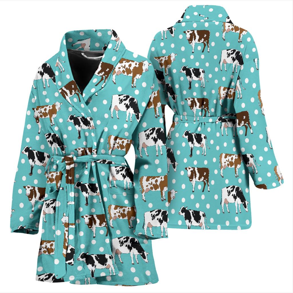 Cattle Print Design LKS405 Women Bathrobe