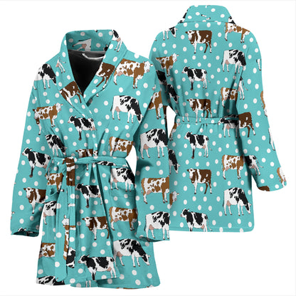 Cattle Print Design LKS405 Women Bathrobe