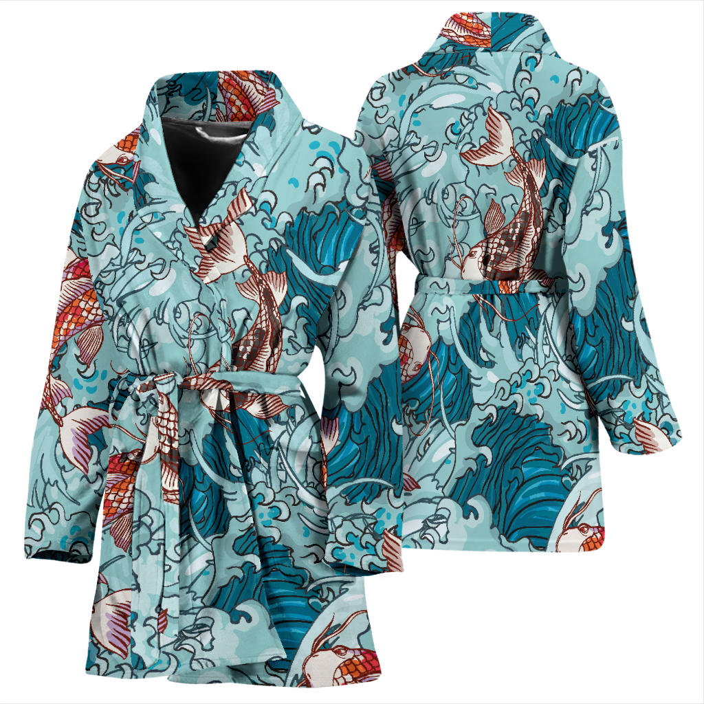 KOI Fish Pattern Print Design 05 Women Bathrobe