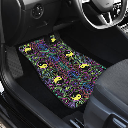 Yin Yang Neon Color Design Print Car Floor Mats Front Back