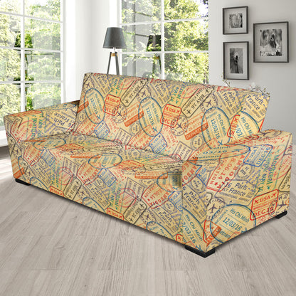 Travel Stamp Print Design LKS302 Sofa Slipcover