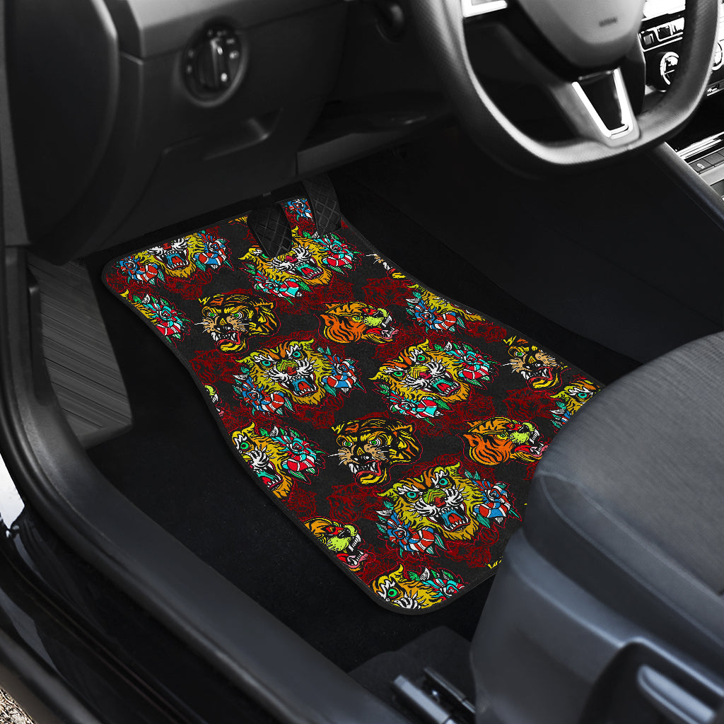Tattoo Tiger Colorful Design Car Floor Mats Front Back